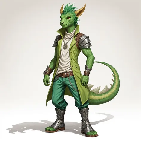 Anthro green male dragon