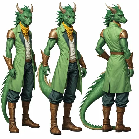 Anthro green male dragon