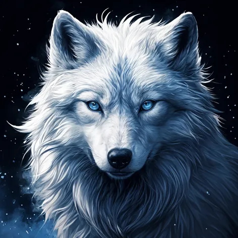 Wolf, blue eyes, white