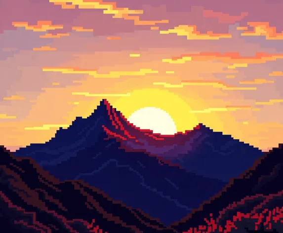 pixelatedgradient sunset mountains