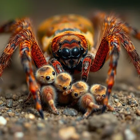 wolf spider with babies