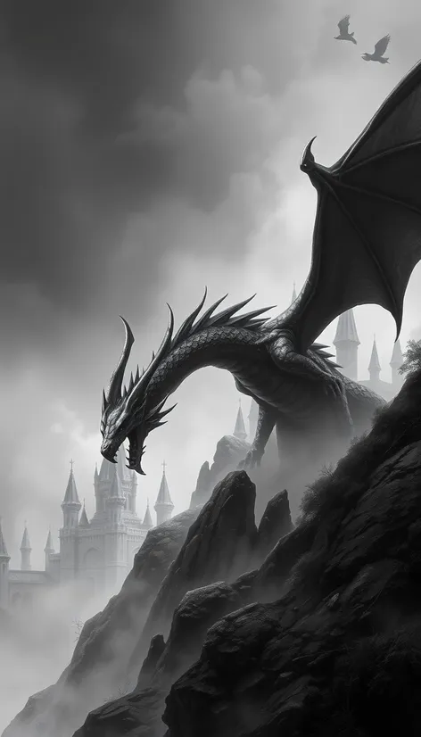 dragon black and white