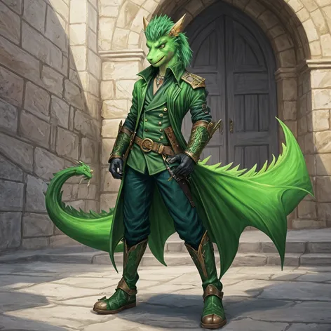 Anthro green male dragon