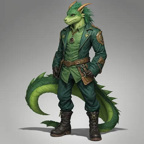 Anthro green male dragon