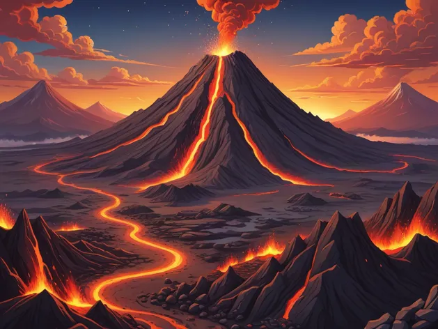 cartoon volcano