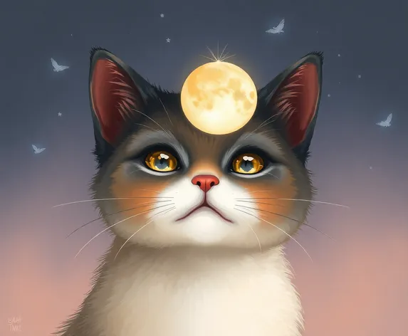 cat with moon on