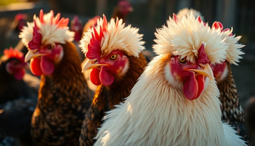 chickens with fluffy heads