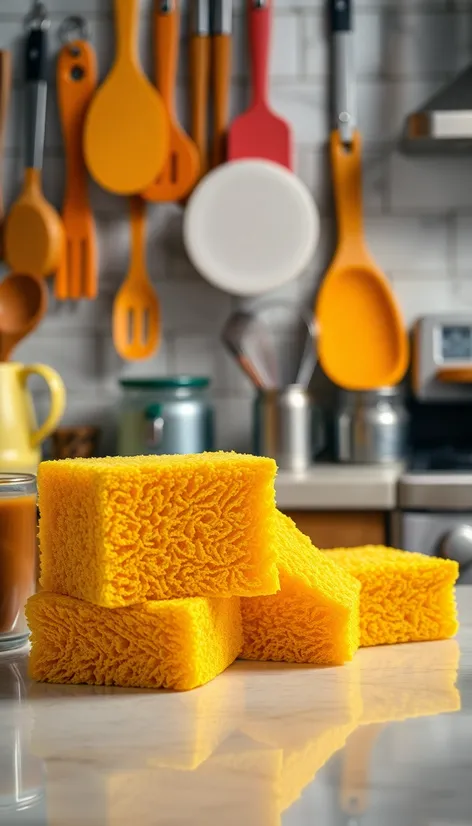 yellow kitchen sponges