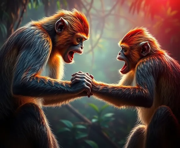 2 monkeys fighting