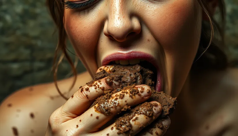 woman eating poop