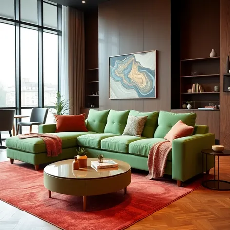 green colour sofa