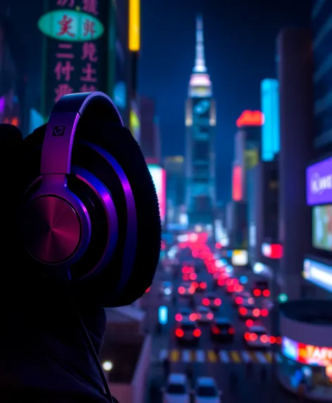 purple headphones