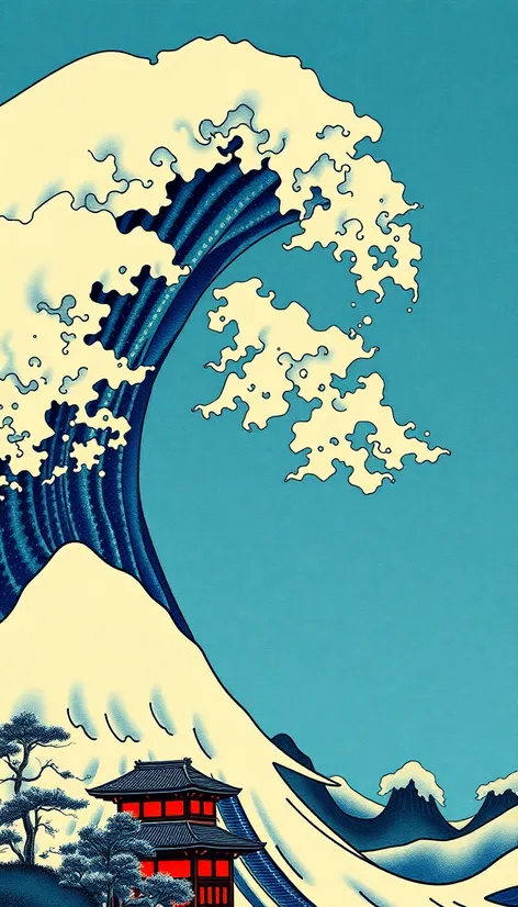 sudden wind by hokusai