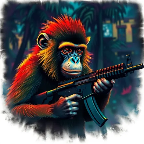 monkey with an ak