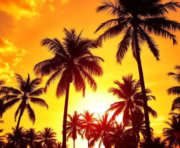 palm trees with sunset