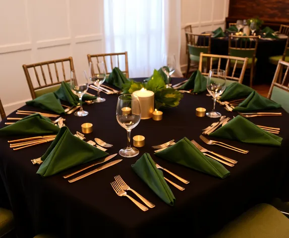 black table cloth green