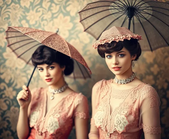 women in parasol wallpaper