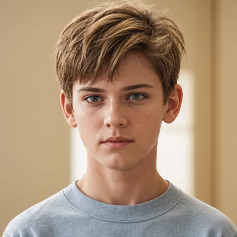 photorealistic, teen boy haircut,