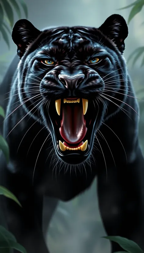 black panther animal roaring