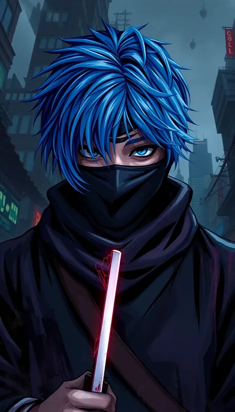 ninja with blue hair