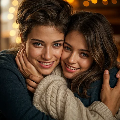 Hug with beautiful girl