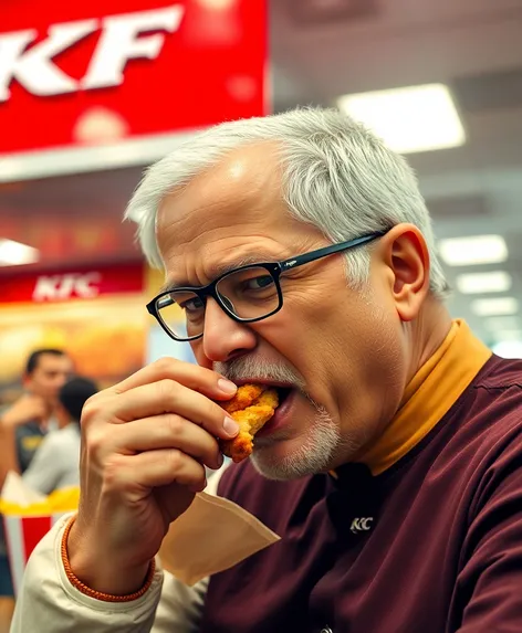 man eating kfc