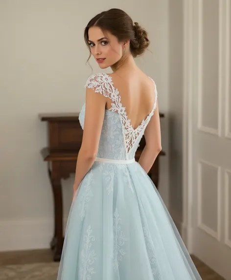 pale blue wedding dress