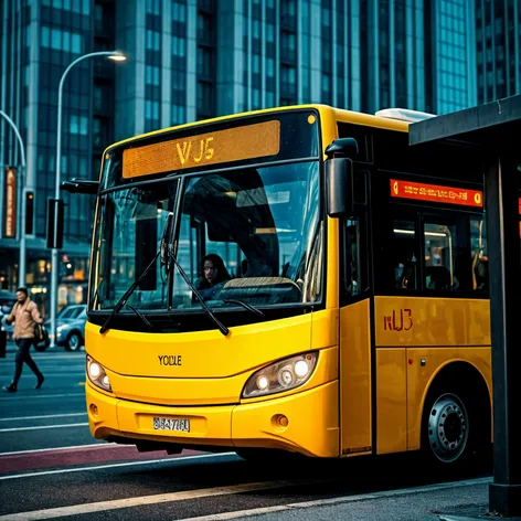 modern yellow bus at