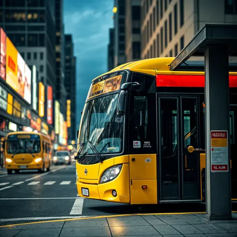 modern yellow bus at