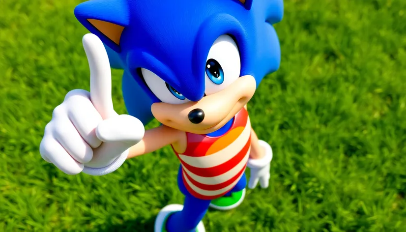 sonicholding a finger up