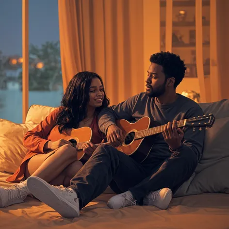 black couple sitting listening