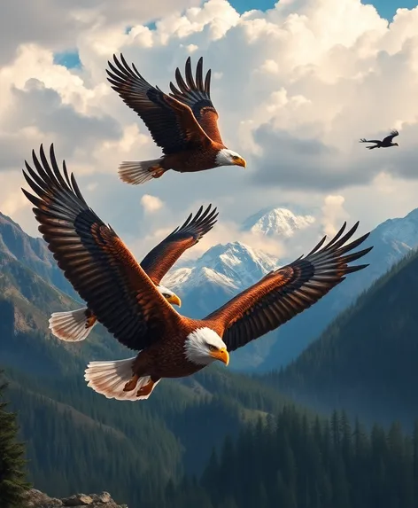 drawings of eagles flying