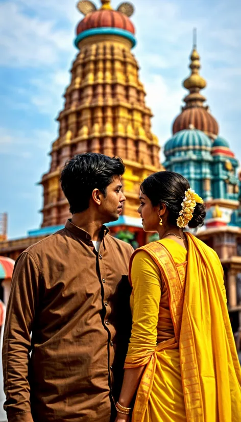 Traditional couple visting hindu