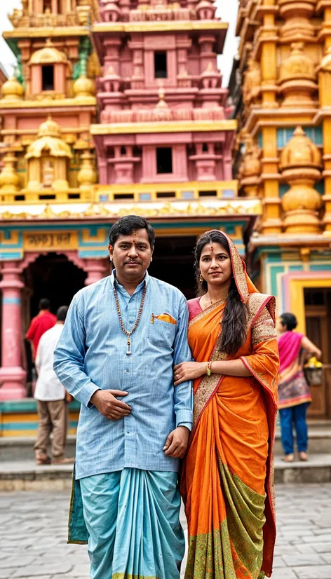 Traditional couple visting hindu