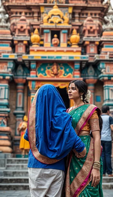 Traditional couple visting hindu