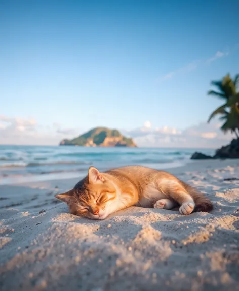 tavorola island sleeping cat