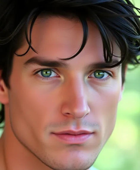 green eyes black hair