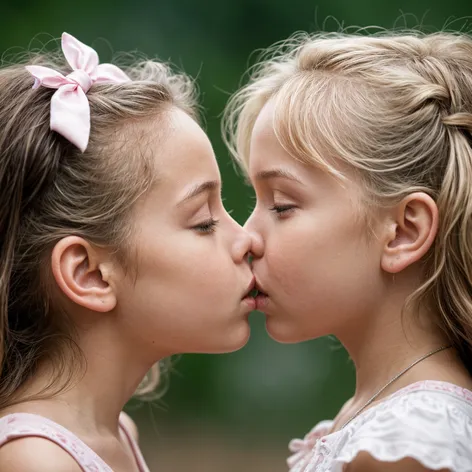 Little girls kiss