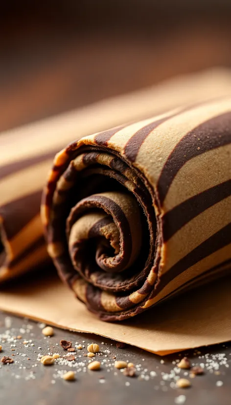 cocoa striped rolled wafer