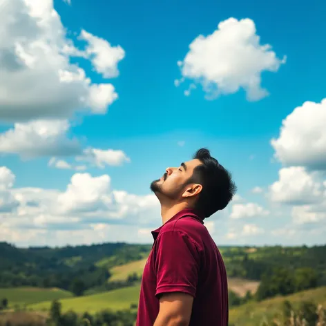 man looking up at