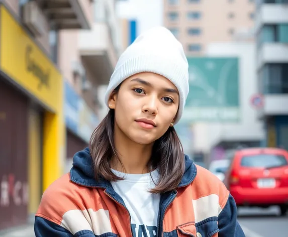 white beanie