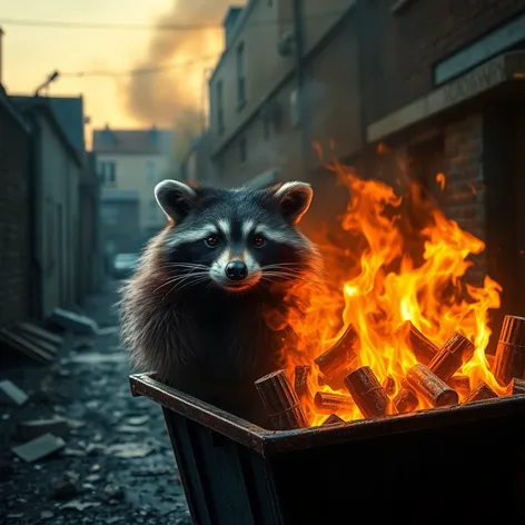 racoon dumpster fire