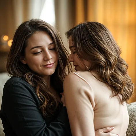 Lesbian couple kissing