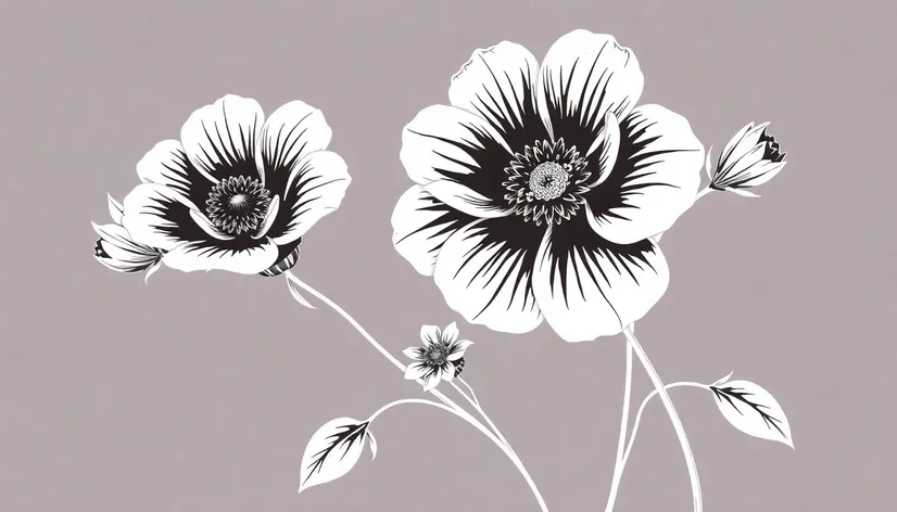 flowers clipart black and