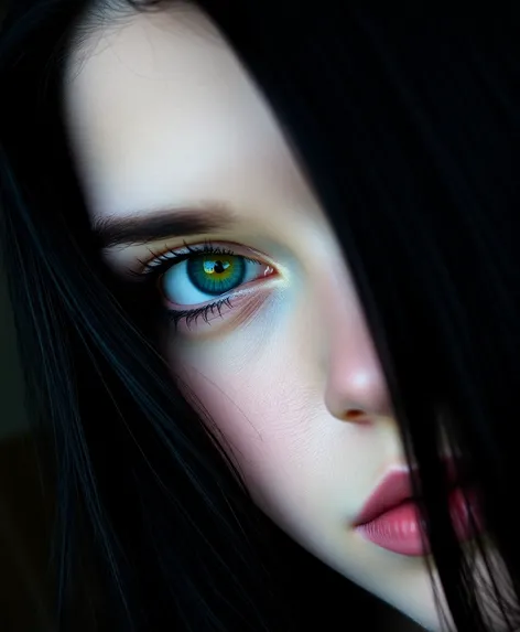 green eyes black hair