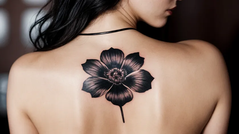 black flower tattoo