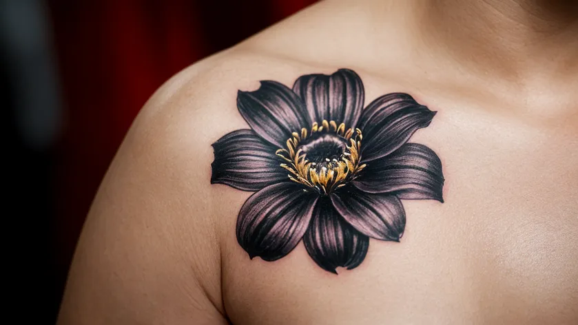 black flower tattoo