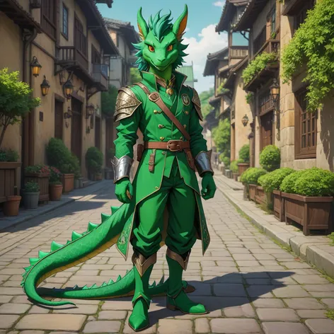 Anthro green male dragon