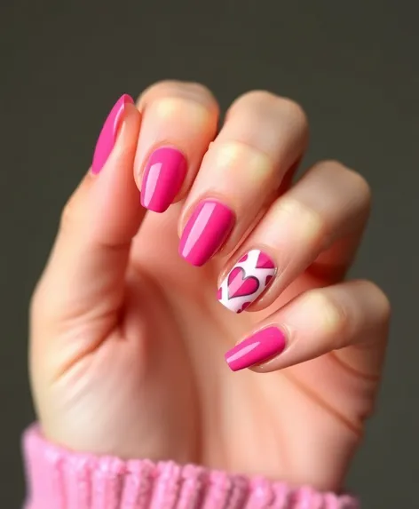 pink valentine nails