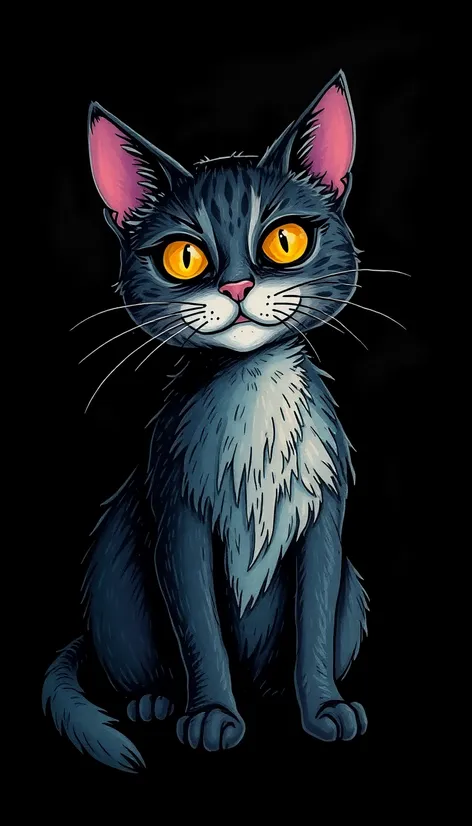 cat artwork on dark